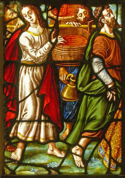Janela no Charnier (w.11) representando um detalhe do Mystic Wine Press de French School