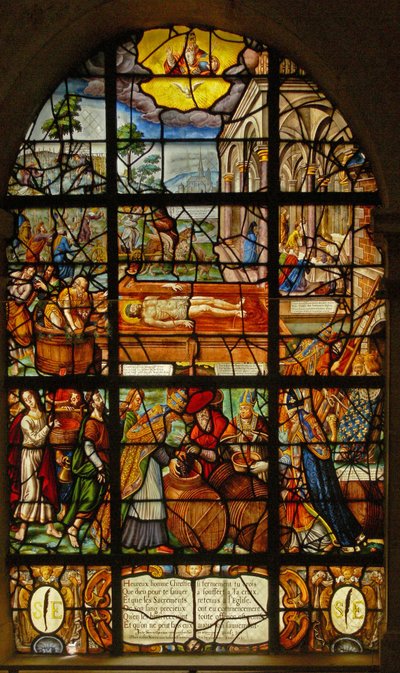 Janela no Charnier (w.11) representando o Vinho Místico (Pressione de French School