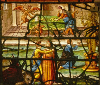 Janela no Charnier (w.6) representando a Páscoa, a Páscoa e os pecados (gambling e idolatria) de French School