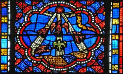 Janela s2-L representando Pentecostes - o Espírito desce de French School