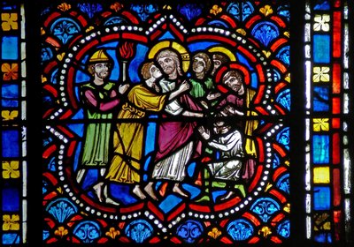Janela s2-L representando a traição por Judas de French School