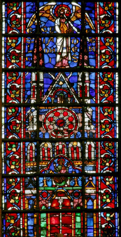 Janela w101 retratando a catedral da igreja de Laon de French School