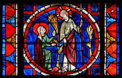 Janela w109 retratando Santa Maria Madalena com Cristo no jardim da ressurreição de French School