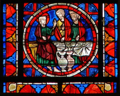 Janela w109 retratando uma cena da vida de Santa Maria Madalena - na refeição no lugar de Simons de French School