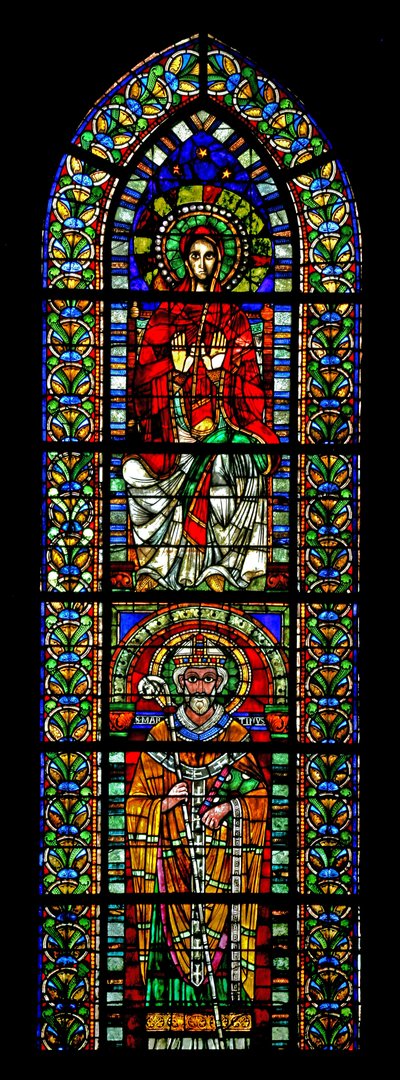 Janela w109 retratando a Virgem Maria e São Martinho de French School