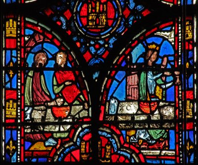 Window w13 Esther pede um banquete Esth V 6-8 de French School