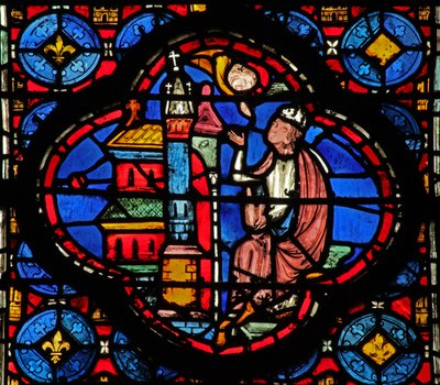 Window w15 Holy Relics: Guiriace recomendado por um anjo (de uma série de St Helen) de French School