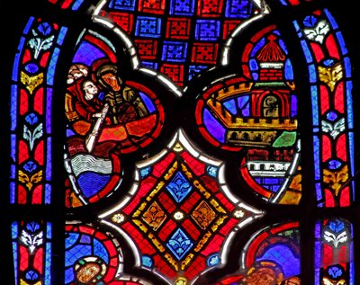 Janela w1 retratando uma cena da vida de Santa Maria Madalena - o santo - viaja para Marselha de French School