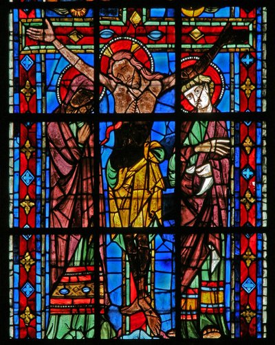 Janela w200 representando a crucificação de French School