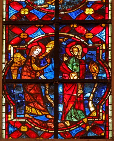 Janela w212 representando a Anunciação de São João Batista a Zacarias no templo de French School