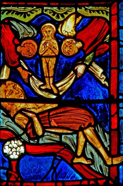 Janela w21 representando a morte de Santa Maria, o Egípcio de French School