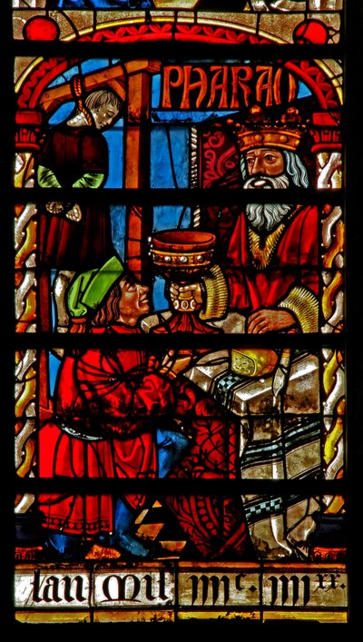 Janela w234 representando uma cena da história de Joseph: o mordomo reintegrado e padeiro é pendurado de French School