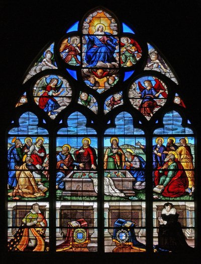 Janela w39 representando a morte e Assunção da Virgem Maria de French School