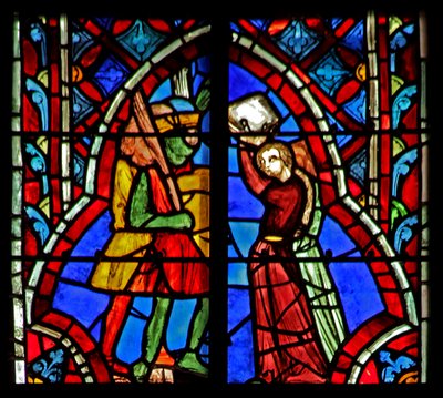 Window w5 Jephthah encontra sua filha. Juízes XI 34-35 de French School