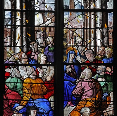 Janela w5 retratando o Pentecostes de French School