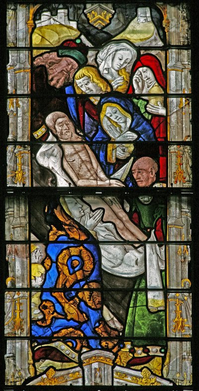 Janela w6 representando o Entombment de French School