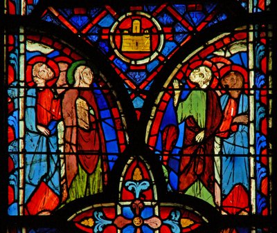 Janela w8 Mulheres sagradas e um grupo de apóstolos de French School
