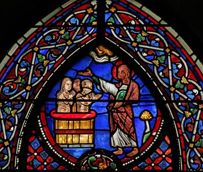 Janela, w9, descrevendo, st andrew baptises cônsul, Egeus, e, esposa de French School