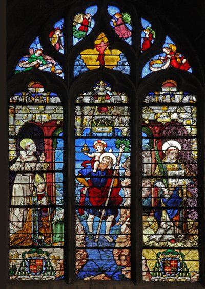 Janela w9 representando St Francis, St Christopher, Santo Estêvão de French School