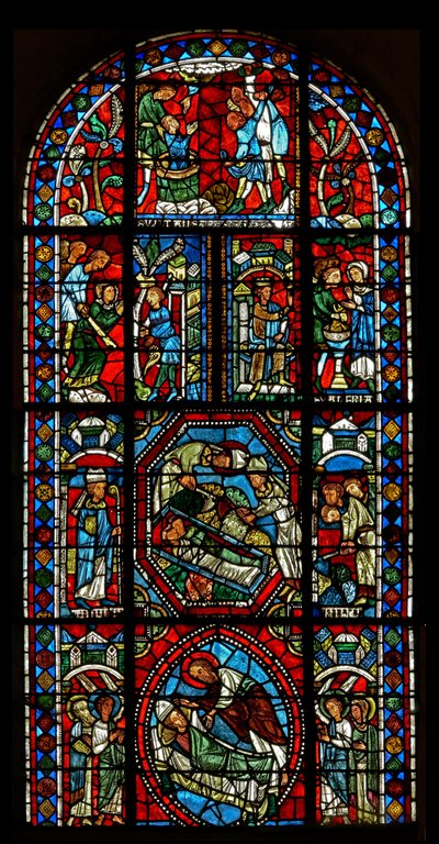Janela wXX retratando janela Composite sobre as relíquias de St Gervais et Protais e o martírio de seus pais St Vital e Valery de French School