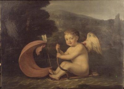 Cupido alado, velejando um barco com casco de aljava e mastro de flecha, c.1800 de French School