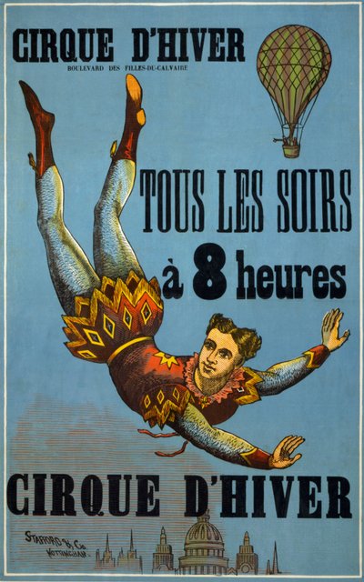 Winter Circus todas as noites, às 8 da manhã: Cartaz publicitário feito por Stafford Co e Nottingham, para um espectáculo do Circo no Cirque d