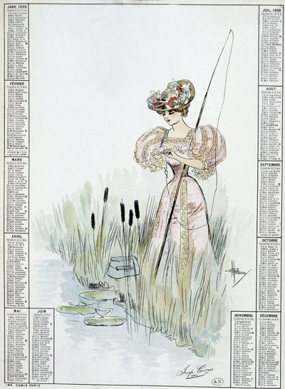 Pescaria feminina - desenho de Guillaume de French School