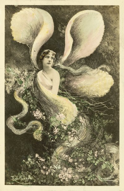 Mulher, vestido, como, um, borboleta de French School