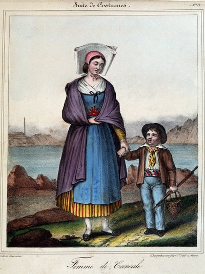 Mulher de Cancale e seu filho, cerca de 1845 de French School