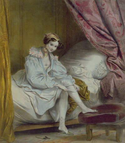 Mulher, pôr, meias, c.1830 de French School