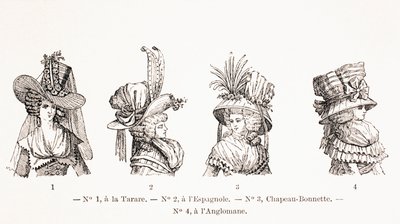 Estilos de chapéu feminino do século XVIII, 1875 de French School