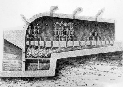Forno de madeira para assar cerâmica, 1882 de French School