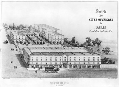 Trabalhadores, habitação, propriedade, 58, rue, Rochechouart, paris, c.1870 de French School