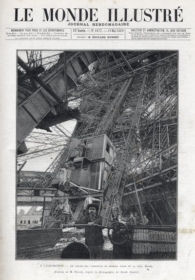 Feira Mundial de Paris 1889 - O caminho do elevador no primeiro andar da Torre Eiffel - L
