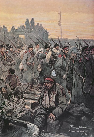 Soldados búlgaros feridos durante as campanhas dos Balcãs em 1912-13 de French School