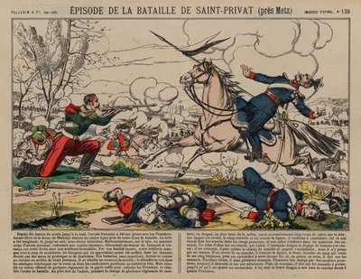 Dragão francês ferido atirando num lanceiro prussiano na Batalha de Saint-Privat, Guerra Franco-Prussiana de French School