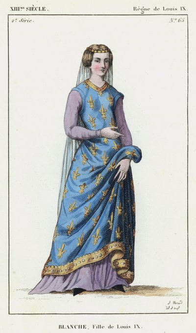 Século XIII, Reinado de Luís IX, Blanche, Filha de Luís IX (gravura a cores) de French School