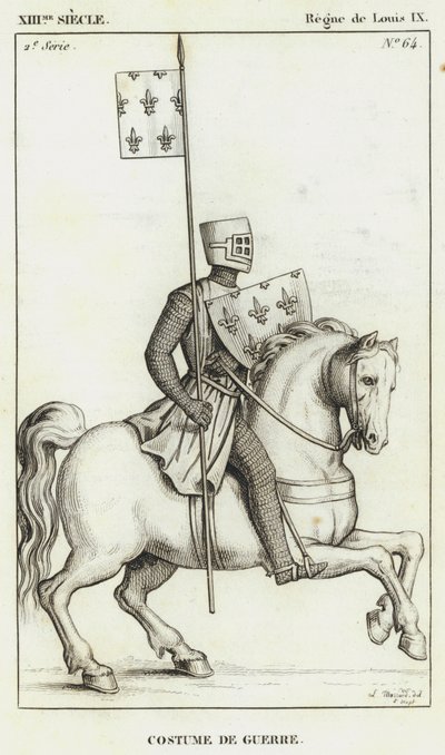 Século XIII, Reinado de Luís IX, Traje de Guerra (gravura) de French School