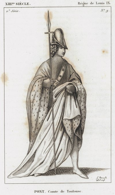 Século XIII, Reinado de Luís IX, Pont, Conde de Toulouse (gravura) de French School