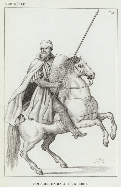 Século XIII, Templário em Vestido de Guerra (gravura) de French School