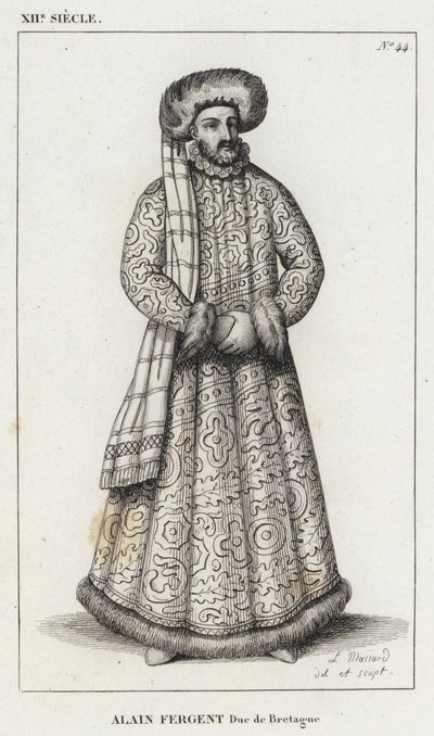 Século XII, Alain Fergent, Duque da Bretanha (gravura) de French School
