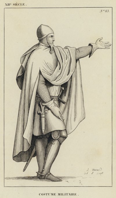 XII Siecle, Costume Militaire (gravura) de French School