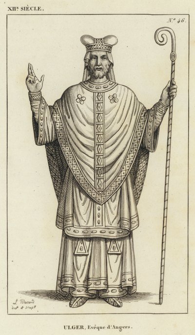 Século XII, Ulger, Bispo de Angers (gravura) de French School