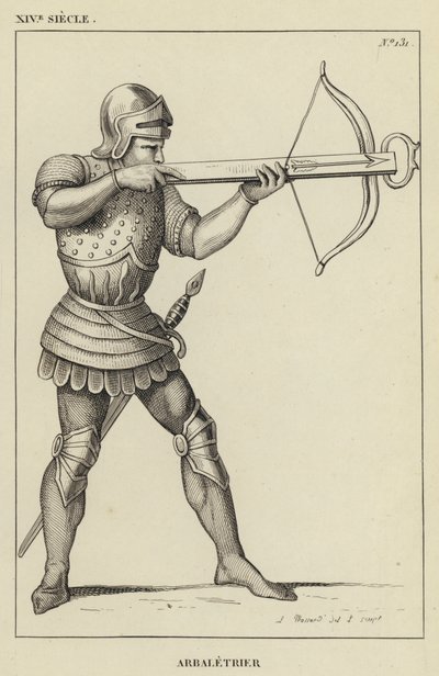 XIV Siecle, Arbaletrier (gravura) de French School