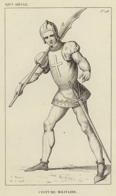 XIV Siecle, Costume Militaire (gravura) de French School