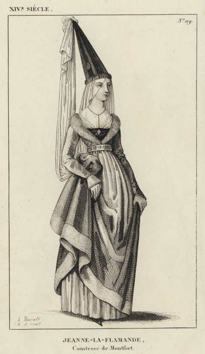Século XIV, Jeanne-la-Flamande, Condessa de Montfort (gravura) de French School