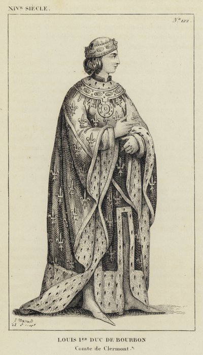 Século XIV, Luís I Duque de Bourbon, Conde de Clermont (gravura) de French School