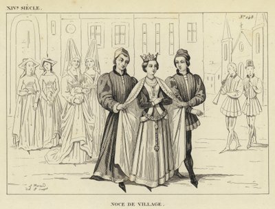 Século XIV, Casamento na Aldeia (gravura) de French School