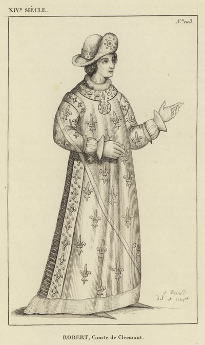 Século XIV, Robert, Conde de Clermont (gravura) de French School