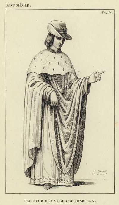 Século XIV, Senhor da Corte de Carlos V (gravura) de French School